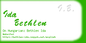 ida bethlen business card